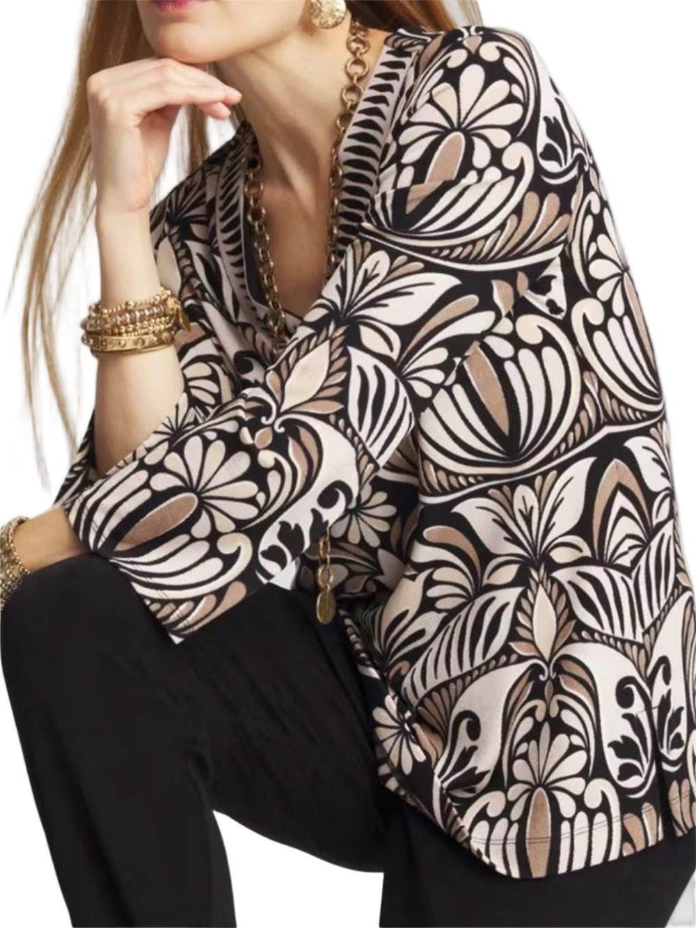 15. NWT WOMENS CHICO’S TRAVELERS 3/XL DETAIL TOP - Picture 2 of 8